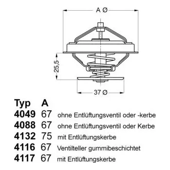 Automobilové těsnění Termostat, chladivo BorgWarner (Wahler) 4049.80D