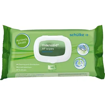 Zdravotnický materiál schülke mikrozid AF wipes premium 50 KS (Dezinfekční ubrousky napuštěné alkoholovým roztokem určené pro rychlou dezinfekci malých ploch a povrchů zdravotnických prostředků otěrem.)