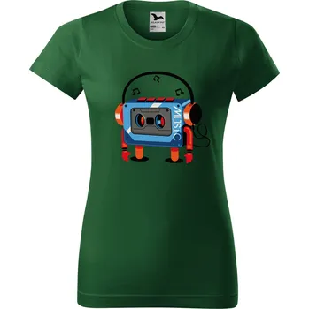 Dámské tričko Dámské tričko s potiskem Walkman Barva trička: Lahvově zelená - 06, Velikost: L