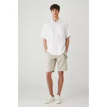 Pánská košile Lněná košile Medicine bílá barva, regular, s klasickým límcem RS25.KKM071 00X, vel. M