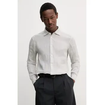 Pánská košile Lněná košile BARENA VENEZIA Camicia Mola pánská, šedá barva, regular, s klasickým límcem, CAU5077.3007 09X, vel. 54