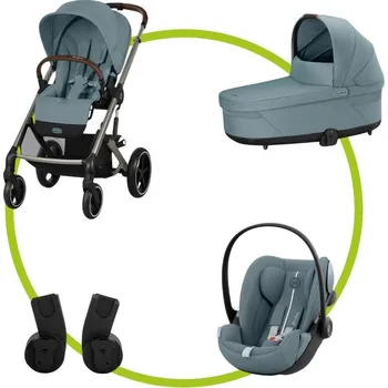 Kočárek Akční set BALIOS S LUX Stormy Blue + Hluboká korba + autosedačka Cybex CLOUD G I-SIZE PLUS + adaptéry na autosedačku