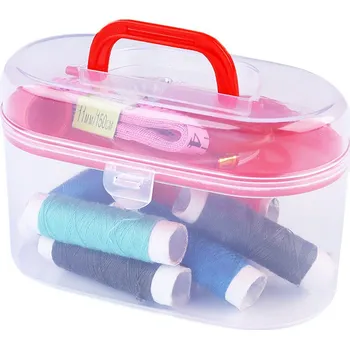 Organizér galanterie Sada na šití v boxu, malé, 1 červená