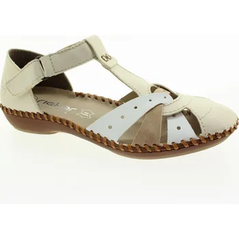 Dámské sandále RIEKER Dámské kožené béžové sandály M1655-61-255 Velikost 40