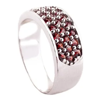 Prsten granát - stříbrný prsten (3068) Velikost: 60, povrchová úprava: zlacené