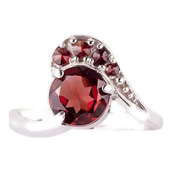 Prsten granát - stříbrný prsten (3112) Velikost: 63, povrchová úprava: rhodiované
