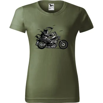 Dámské tričko Smrtka na motorce Barva trička: Khaki - 09, Velikost: 2XL
