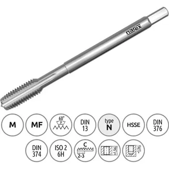 Závitořezný nástroj Narex Ždánice 041531420165000L - Závitník strojní M16,0x1,5mm LEVÝ typ 3042 kód 3000, lícování ISO2 (6H) DIN 374