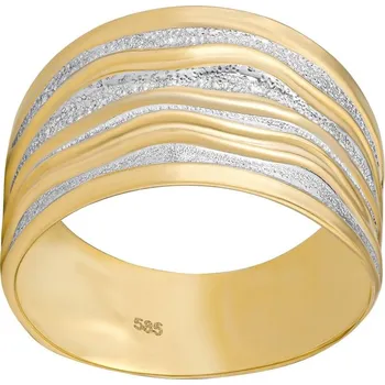 Šperk Zlatý prsten Sienna ze žlutého a bílého 14kt zlata obvod 50 mm