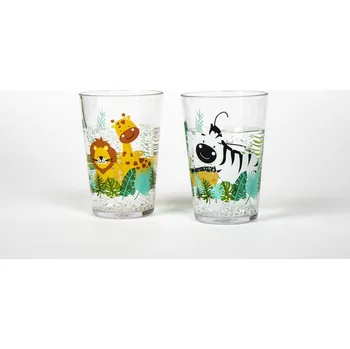 Sklenice Sada dětských sklenic 2 ks, motiv: SAFARI, materiál: SAN