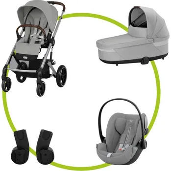 Kočárek Akční set BALIOS S LUX Stone Grey + Hluboká korba + autosedačka Cybex CLOUD G I-SIZE PLUS + adaptéry na autosedačku