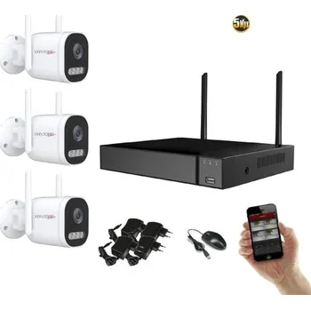 Kompletní kamerový systém Monitorrs Security Wifi IP 3 kamerový set 5 MPix, aktiv (6123K3) (Monitorrs Security)
