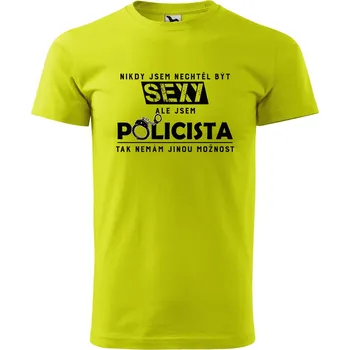 Pánské oblečení Pánské tričko s potiskem Sexy policista Velikost: 2XL, Barva trička: Limetková