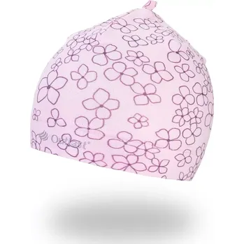 Čepice LITTLE ANGEL čepice tenká TISK Outlast® růžová baby kytičky vel. 6 | 54-57 cm