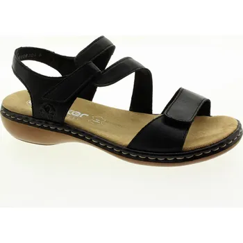Dámské sandále RIEKER Dámské černé kožené sandály 659C7-00-255 Velikost 38