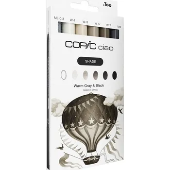 Lihové fixy COPIC Ciao oboustranné Brush & Chisel 5+1ks, Shade Warm Gray