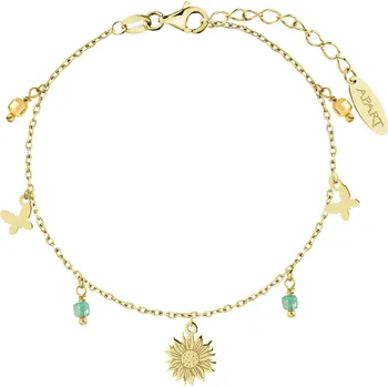 Náramek Pozlacený stříbrný náramek na kotník, zirkony - květ, motýli - AP541-6563