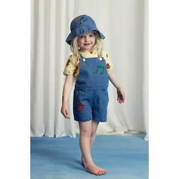 Dětské džínové lacláče Mini Rodini Note 2523014160 modrá 55X, vel. 116-122