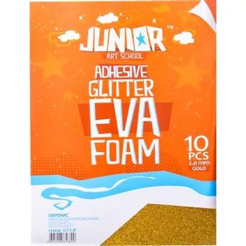 Dekorační pěna A4 EVA 10 ks zlatá samolepicí glitter 2,0 mm