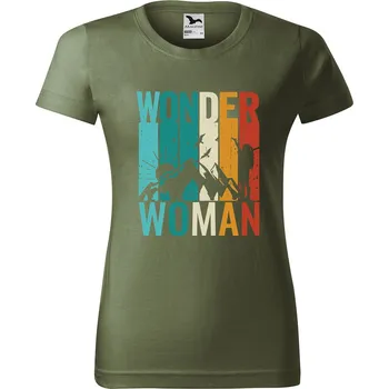 Dámské tričko s potiskem Wonder woman Barva trička: Khaki - 09, Velikost: S