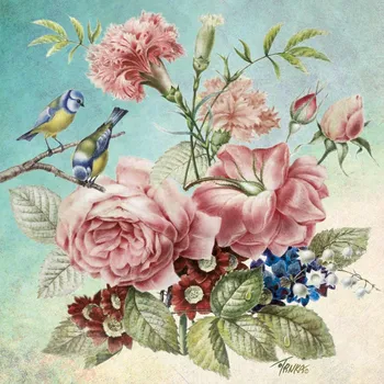 Šátek Hedvábný šátek 90 x 90 cm - Sýkorky v zahradě