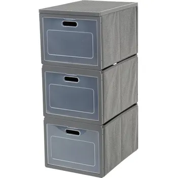 Příslušenství ke karavanu Skládací skříň Box 3, Š30 x V75 x H40 cm (centimetry), šedá, se 3 přihrádkami