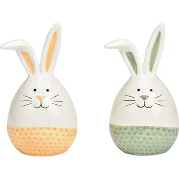 Velikonoční dekorace Bílý keramický zajíček CERAMIC RABIT - různé varianty