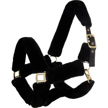 Supereme Premium ohlávka podložení umělým beránkem, černá, Pony