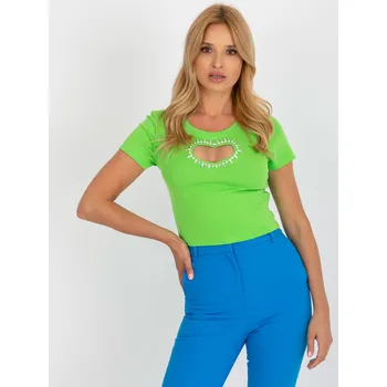 Světle zelené krátké tričko s aplikací ve tvaru srdce NM-BZ-V6860.84-light green Velikost: S/M