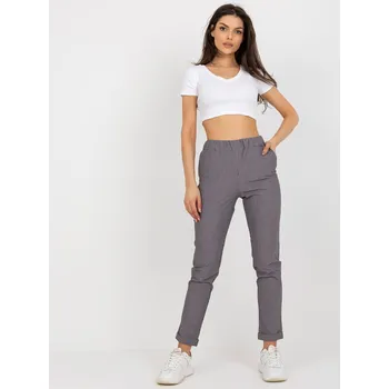 Dámské kalhoty Šedé dámské pruhované kalhoty LK-SP-506616-2.26X-grey Velikost: 38