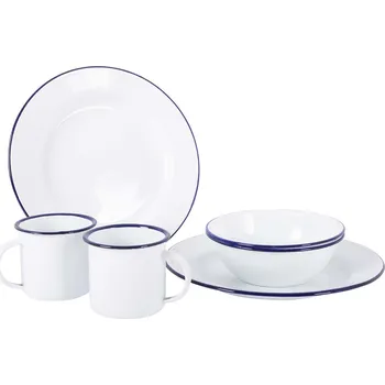 Termoska BO-CAMP Sada nádobí Nádobí - Smalt - 6 kusů bílá/modrá