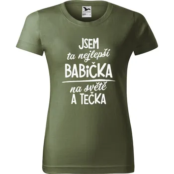 Dámské tričko s potiskem Nejlepší babička na světě Barva trička: Khaki - 09, Velikost: XS
