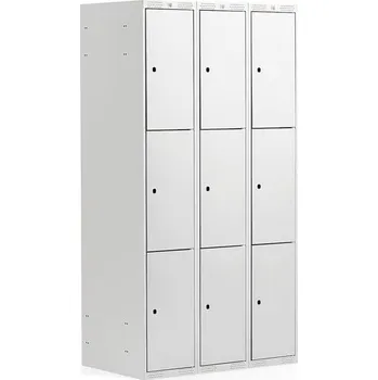 Šatní skříň Boxová šatní skříň CLASSIC, 3 sekce, 9 boxů, 1740x900x550 mm, šedá, šedé dveře