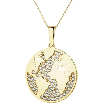 Přívěsek Zlatý přívěsek se zirkony - zeměkoule - AP541-3753