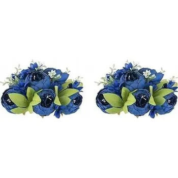 umělá květina KYTICE UMĚLÉ KVĚTINY DEKORATIVNÍ PIVOŇKY SADA 2 KUSŮ MODRÉ