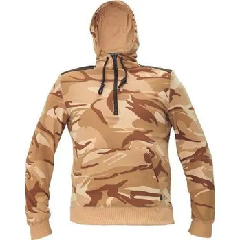 Pánská mikina CRAMBE mikina s kapucí béžová kamufláž S