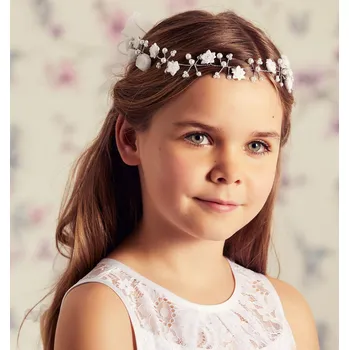Čelenka StudioAgnesVěneček do vlasů s květinami a stuhami - 383 bílý