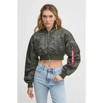 Pánský bomber Bomber bunda Alpha Industries MA-1 Vintage Cropped Wmn zelená barva, přechodná, oversize, 156002 87X, vel. L