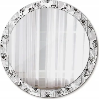 Zrcadlo Kulaté Zrcadlo do obýváku na zeď, motiv vlčí máky, 90 cm