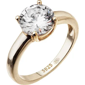 Prsten Pozlacený stříbrný prsten s výrazným zirkonem 15012.1 Velikost: 56 (průměr 17,8 mm)