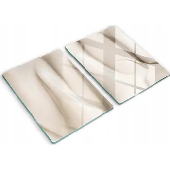 Obraz Dvě Dekorativní Krycí Desky z Tvrzené Sklo na Krájení 2x40x52 cm Krémová Zmrzlina