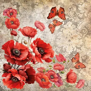 Šátek Hedvábný šátek 90 x 90 cm - Vlčí máky