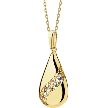 Přívěsek Zlatý přívěsek se zirkony - slza - AP541-3765
