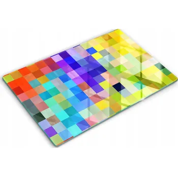 Obraz Skleněná kuchyňská deska s grafikou Velká 80x52 cm Barevné čtverce pixely