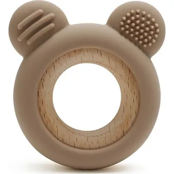 Kousátko na prořezávání zoubků Bosso Baby dřevo, silikon hnědé