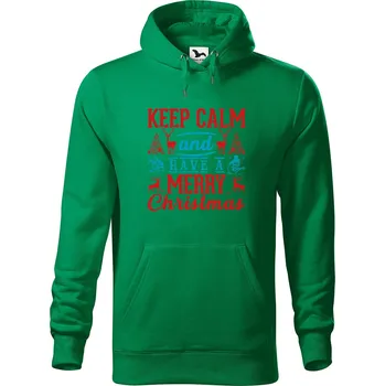 Pánská mikina Pánská mikina s potiskem Keep calm Christmas Velikost (muž): M, Vyberte barvu: Středně zelená