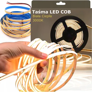 LED páska LED pásek COB 5m 320LED/m 3000K TEPLÁ BÍLÁ 900lm EXTRA SILNÁ - Silné lepidlo