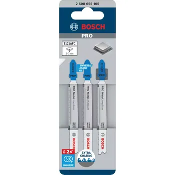 Pilový plátek 3x Pilový plátek (list) pro přímočaré - kmitací pily na ocelové plechy Bosch PRO METAL MEDIUM T121AFC - 92mm (2608655105)