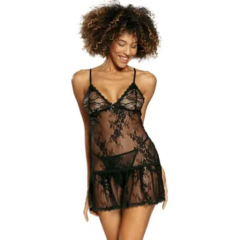 Dámská noční košile Noční košilka DKAREN ANASTAZJA černá XXL 0