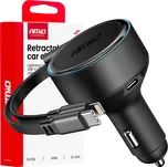 Výsuvná autonabíječka USB-C + lightning 12/24V 60W